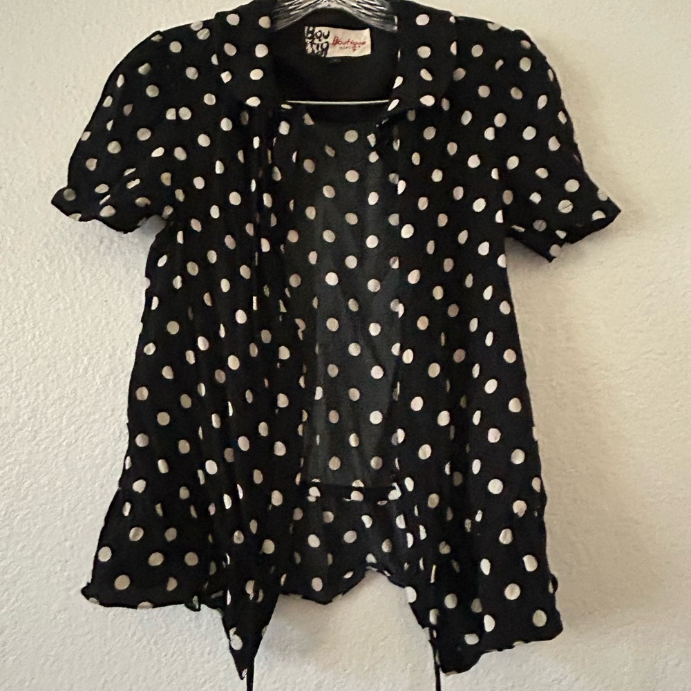 Vintage Jaeger Polka Dot Ruffled Blouse Sz 6 Timeless Pinup Classic Housewife - Picture 9 of 12